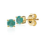 Classic Round Emerald Stud Earrings in 9ct Yellow Gold 3.5mm