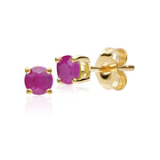 Classic Round Ruby Stud Earrings in 9ct Yellow Gold 3.5mm