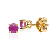 Classic Round Ruby Stud Earrings in 9ct Yellow Gold 3.5mm