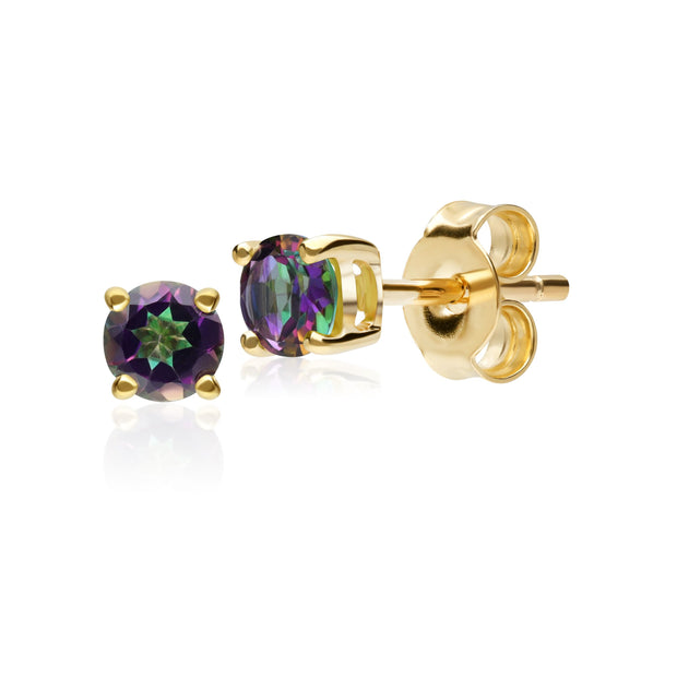 Classic Round Mystic Topaz Claw Set Stud Earrings in 9ct Yellow Gold