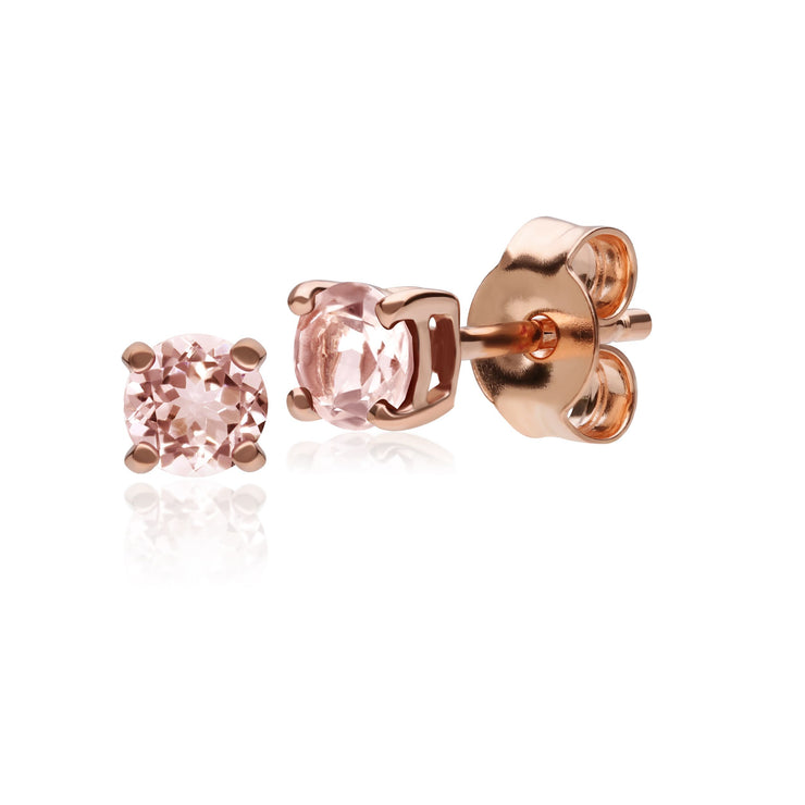 Classic Round Morganite Claw Set Stud Earrings in 9ct Rose Gold