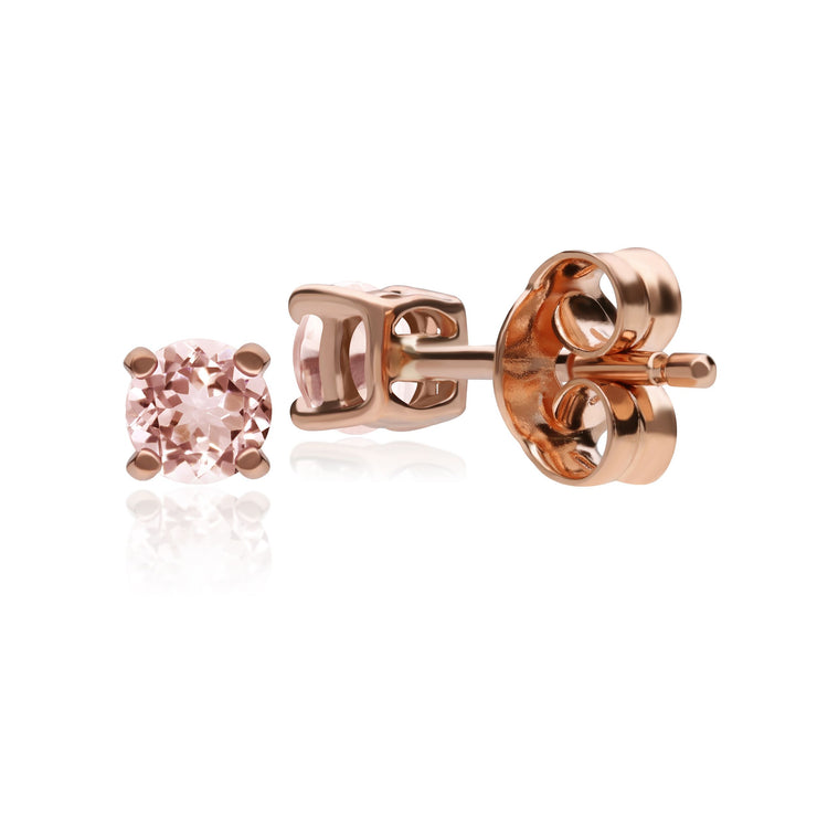 Classic Round Morganite Claw Set Stud Earrings in 9ct Rose Gold