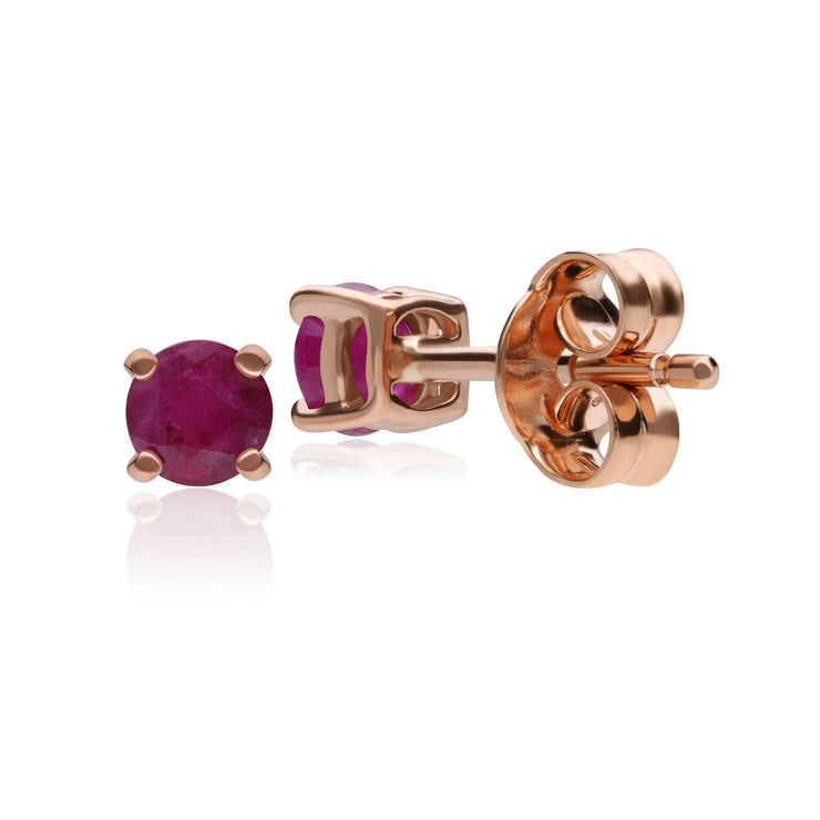 Classic Round Ruby Claw Set Stud Earrings in 9ct Rose Gold