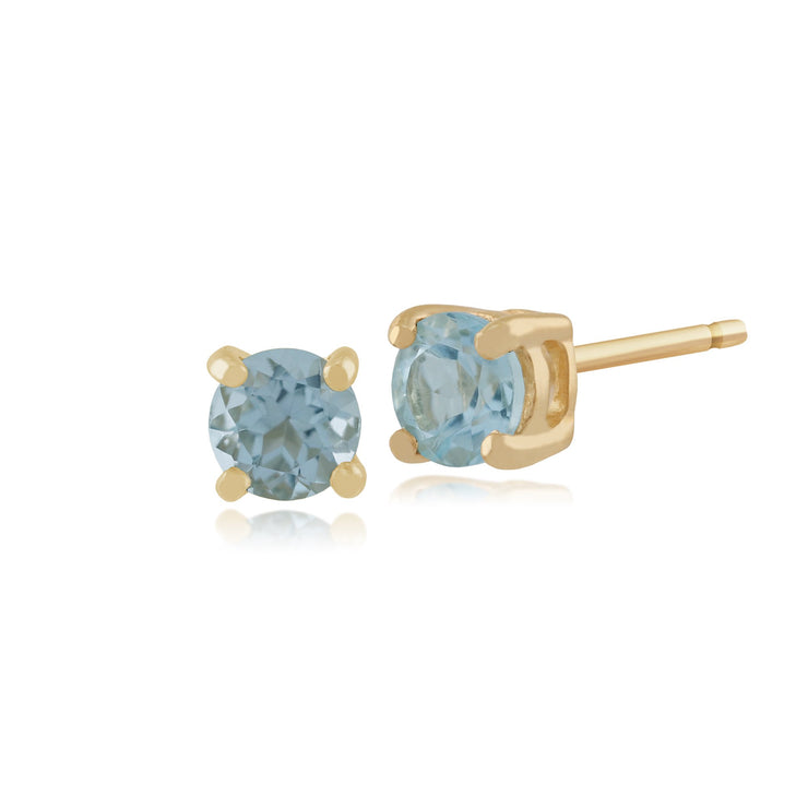 Classic Blue Topaz Stud Earrings & Diamond Halo Ear Jacket Image 2