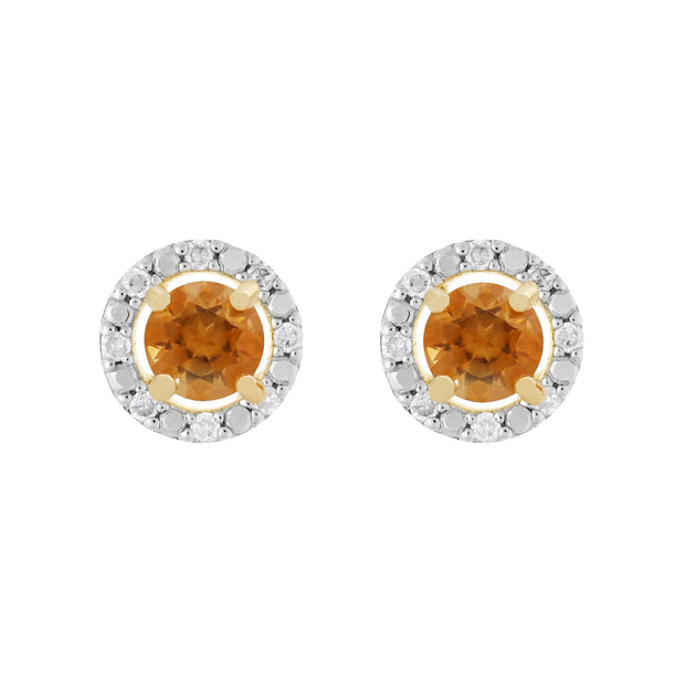 Classic Citrine Stud Earrings & Diamond Round Earrings Jacket Set Image 1