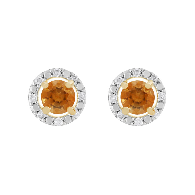 Classic Citrine Stud Earrings & Diamond Round Earrings Jacket Set Image 1