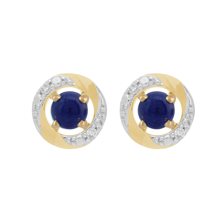 Classic Lapis Lazuli Stud Earrings & Diamond Halo Ear Jacket Image 1 