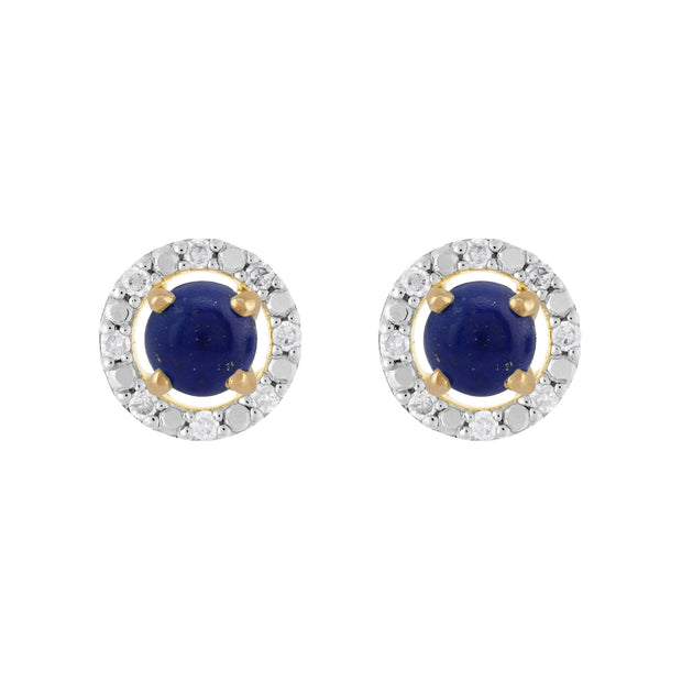 Classic Lapis Lazuli Stud Earrings & Diamond Round Earrings Jacket Set Image 1