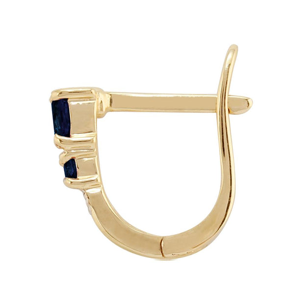 Classic Sapphire & Diamond Hoop Earrings Image 2