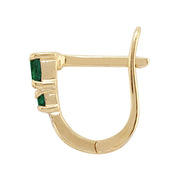 Classic Emerald & Diamond Hoop Earrings Image 2