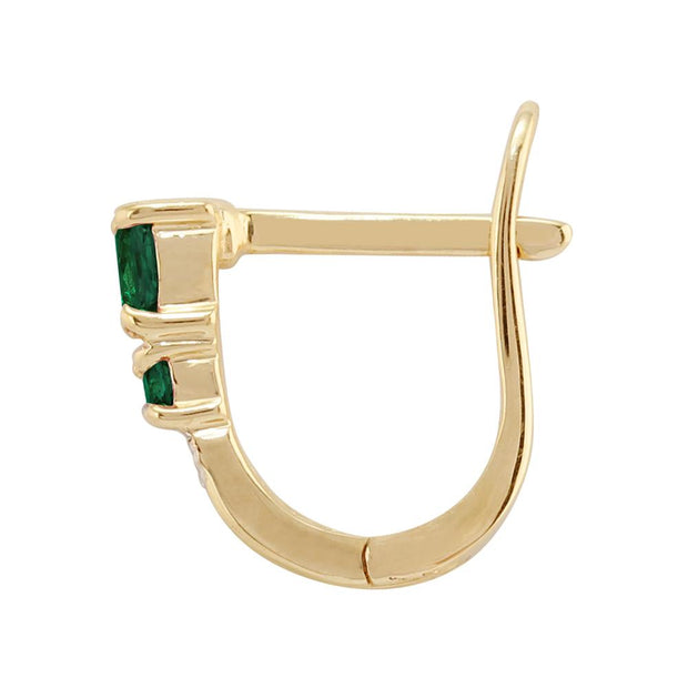 Classic Emerald & Diamond Hoop Earrings Image 2