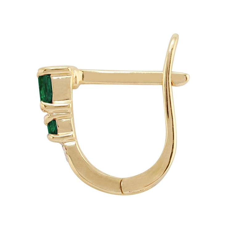 Classic Emerald & Diamond Hoop Earrings Image 2
