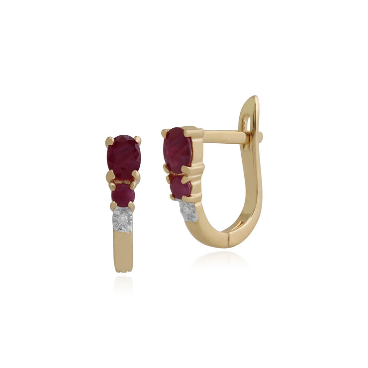 Classic Ruby & Diamond Hoop Earrings Image 1