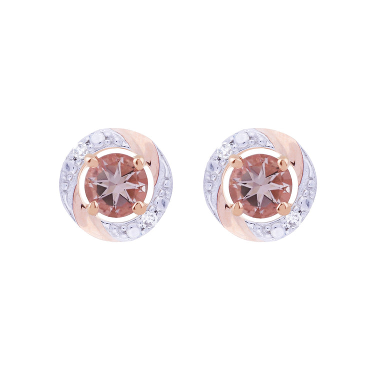 Classic Morganite Stud Earrings & Diamond Round Earring Jacket Set Image 1