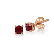 Classic Ruby Stud Earrings & Diamond Round Earring Jacket Set Image 2