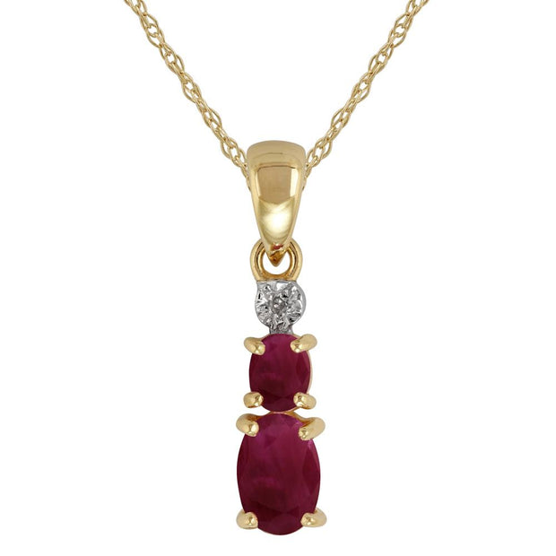 Classic Ruby & Diamond Pendant on Chain Image 1