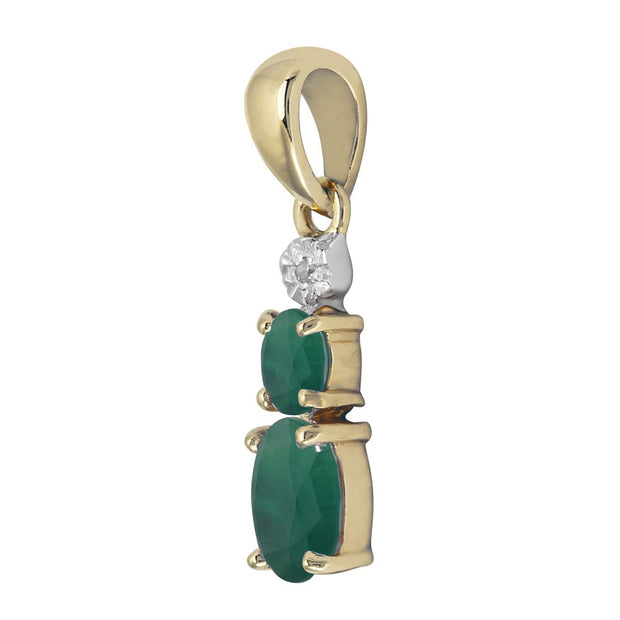 Classic Emerald & Diamond Pendant on Chain Image 2