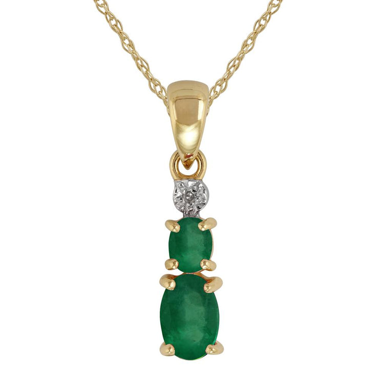 Classic Emerald & Diamond Pendant on Chain Image 1