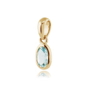 Classic Oval Aquamarine Bezel Stud Earrings & Pendant Set Image 5