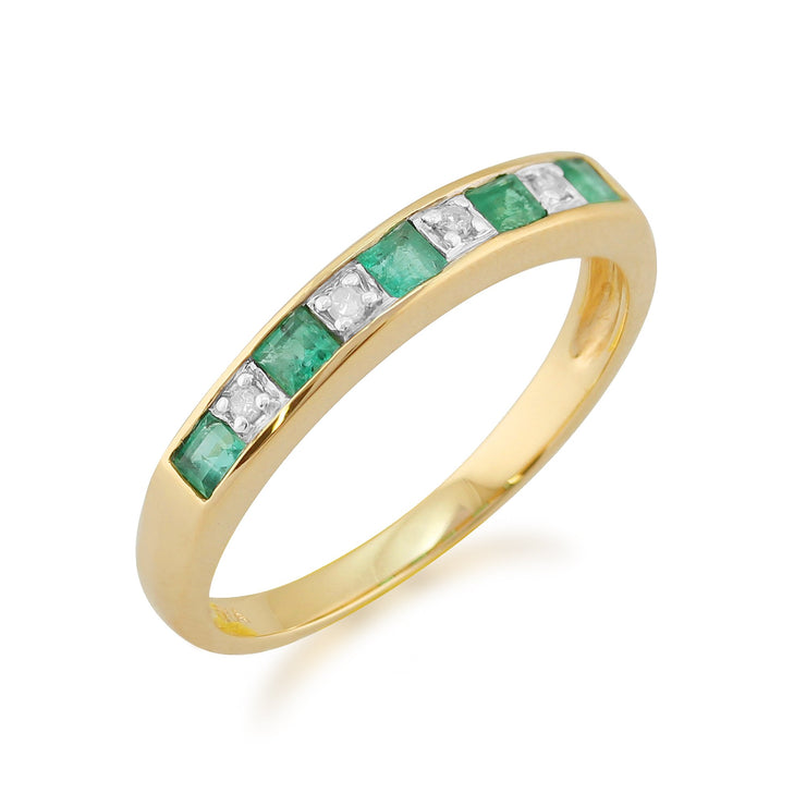 Emerald and Diamond Half Eternity Ring Image 2