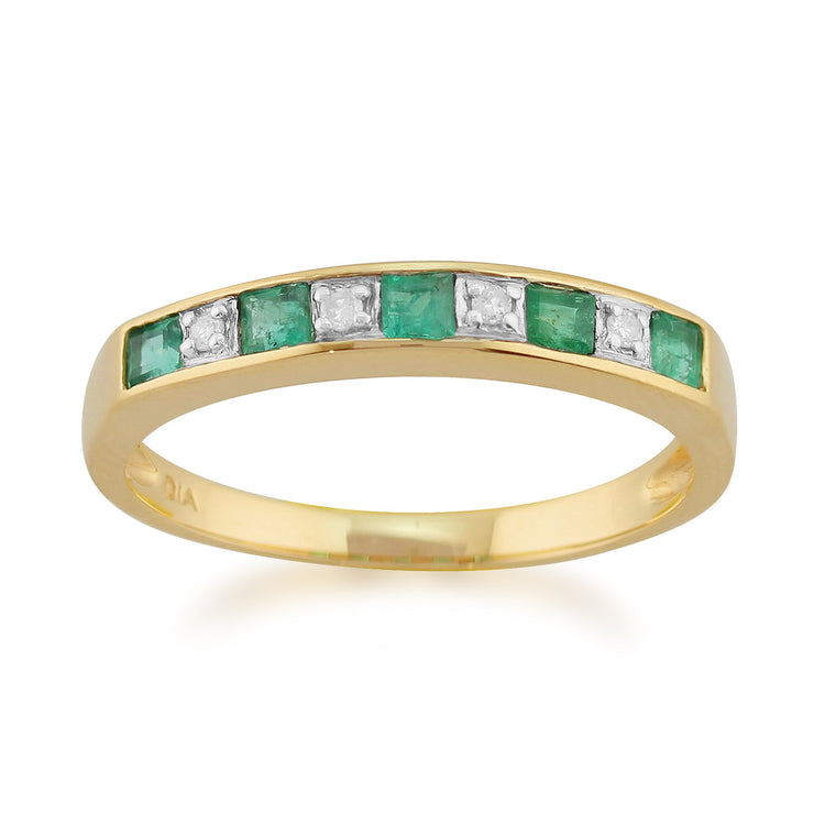 Emerald and Diamond Half Eternity Ring Image 1