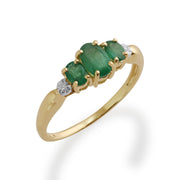 Emerald and Diamond Trilogy Ring Image 2
