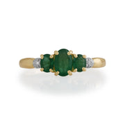 Emerald and Diamond Trilogy Ring Image 1