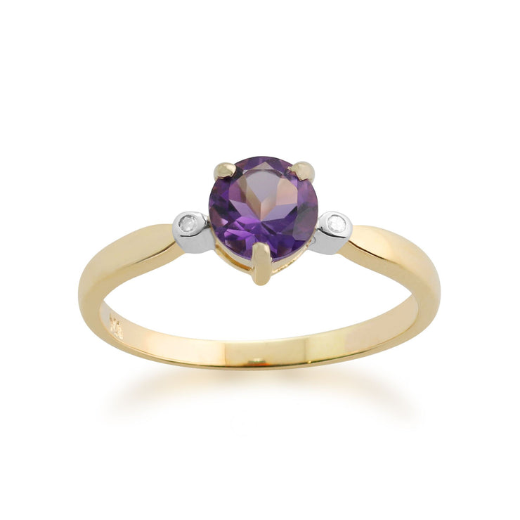 Gemondo 9ct Yellow Gold 0.57ct Amethyst & Diamond Ring Image 1