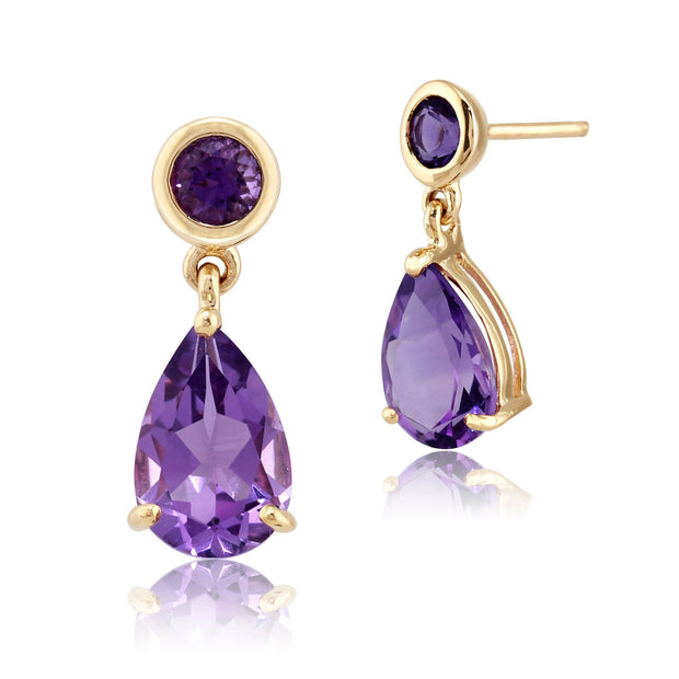 Classic Amethyst Drop Stud Earrings & Pendant Set Image 2