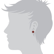 Floral Garnet Cluster Stud Earrings Image 2