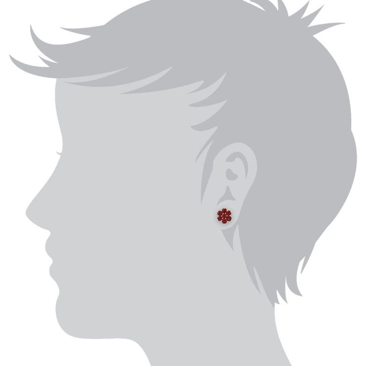 Floral Garnet Cluster Stud Earrings & Pendant Set Image 6