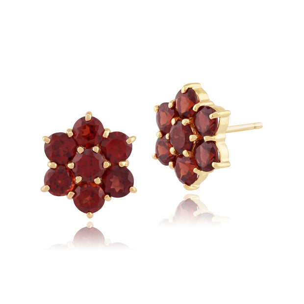 Floral Garnet Cluster Stud Earrings & Pendant Set Image 5