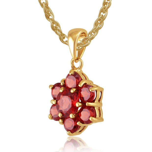Floral Garnet Pendant on Chain Image 2