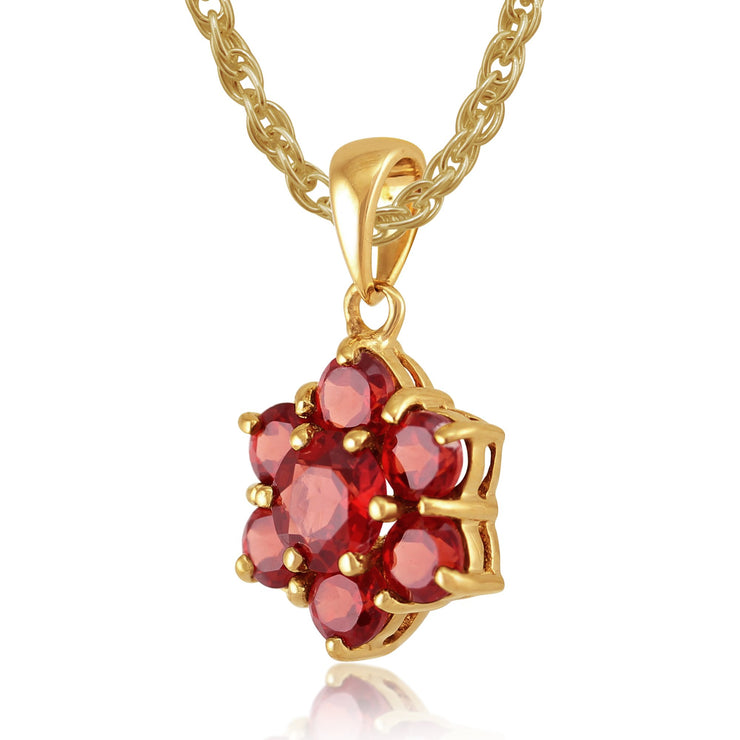 Floral Garnet Pendant on Chain Image 2
