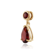 Classic Pear & Round Garnet Drop Earrings & Pendant Set in 9ct Yellow Gold