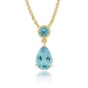 Classic Blue Topaz Drop Stud Earrings & Pendant Set Image 3