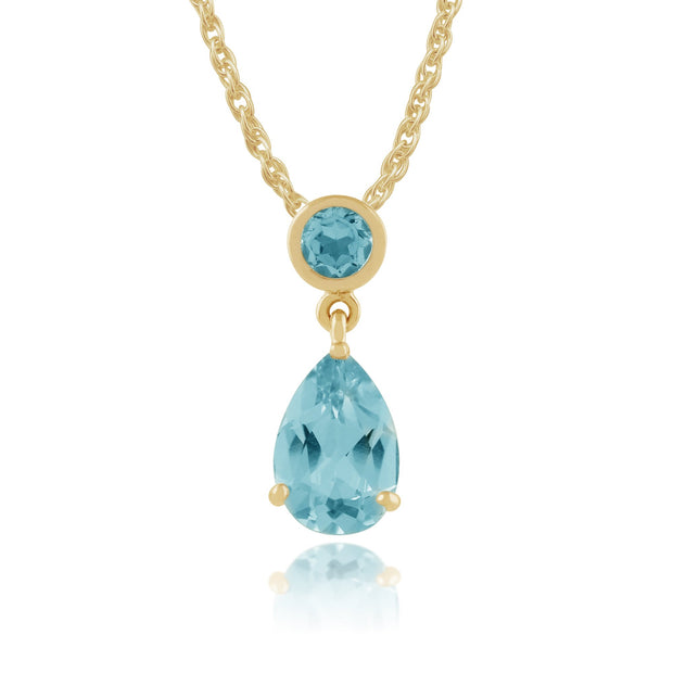 Classic Blue Topaz Drop Stud Earrings & Pendant Set Image 3