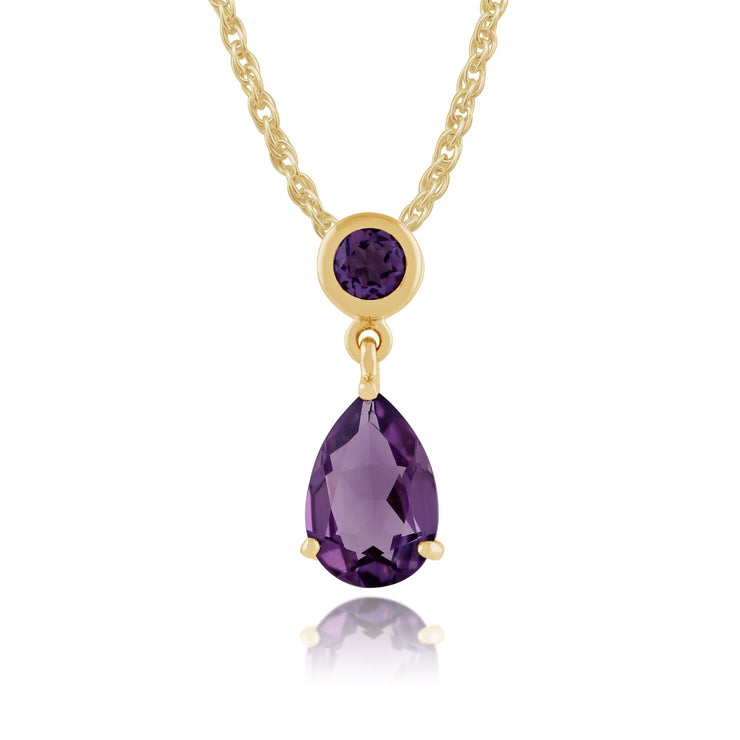 Classic Amethyst Drop Stud Earrings & Pendant Set Image 4