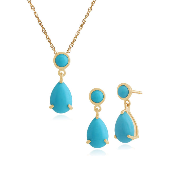 Classic Turquoise Drop Earrings Pendant Set Image 1
