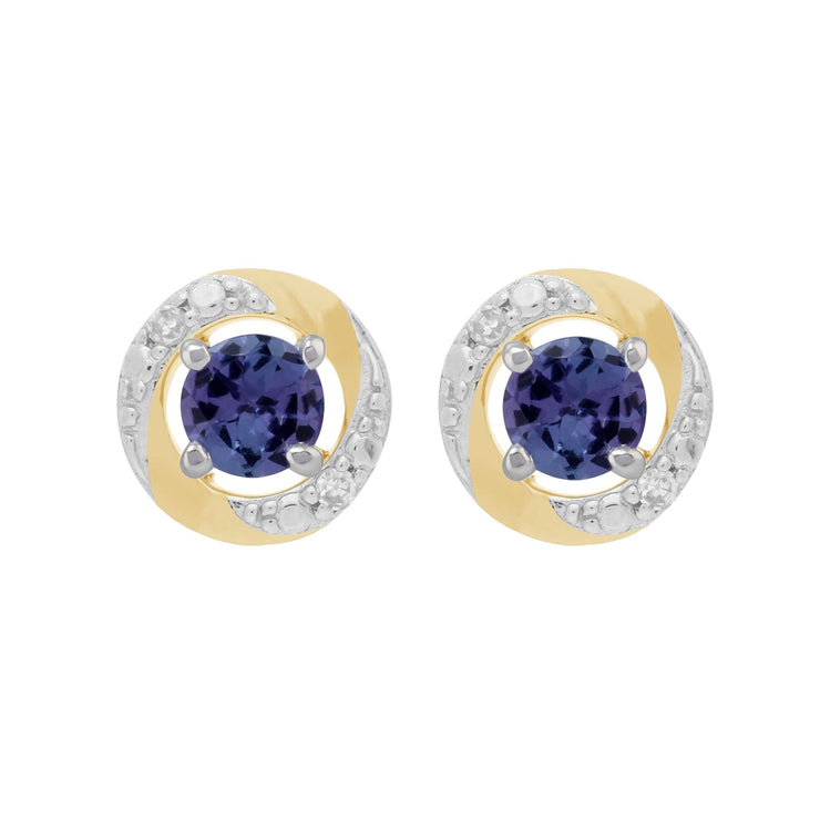 9ct White Gold Tanzanite Stud Earrings & Diamond Halo Ear Jacket Image 1 