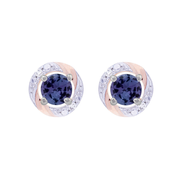Classic Tanzanite Stud Earrings & Diamond Round Earring Jacket Set Image 1