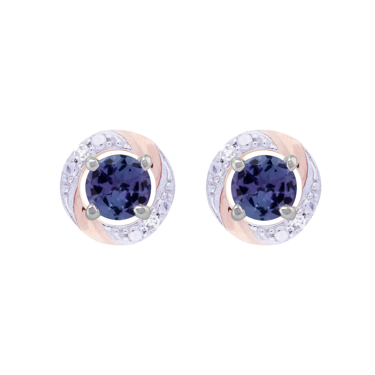 Classic Tanzanite Stud Earrings & Diamond Round Earring Jacket Set Image 1