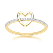 Love Heart Diamond Band Ring in 9ct Yellow Gold
