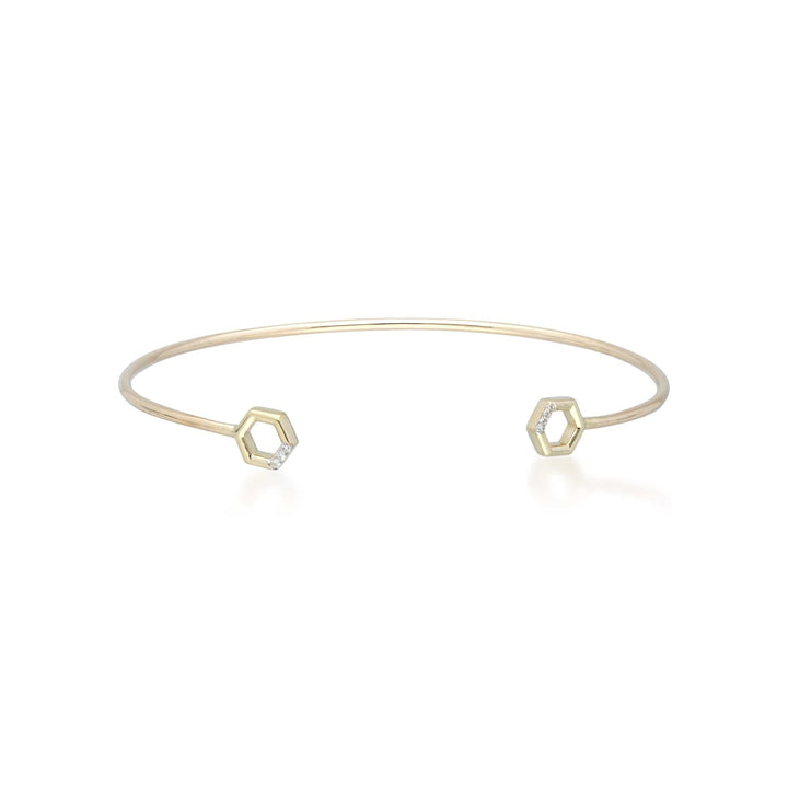 191B0044029 Diamond Pavé Hexagon Open Bangle in 9ct Yellow Gold 1