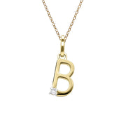 Initial Diamond Letter Necklace In 9ct Yellow Gold
