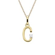 Initial Diamond Letter Necklace In 9ct Yellow Gold