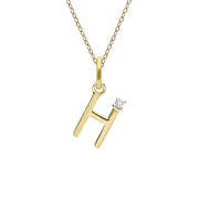 Initial Diamond Letter Necklace In 9ct Yellow Gold