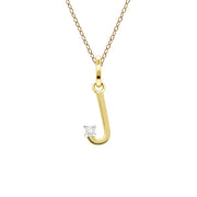 Initial Diamond Letter Necklace In 9ct Yellow Gold