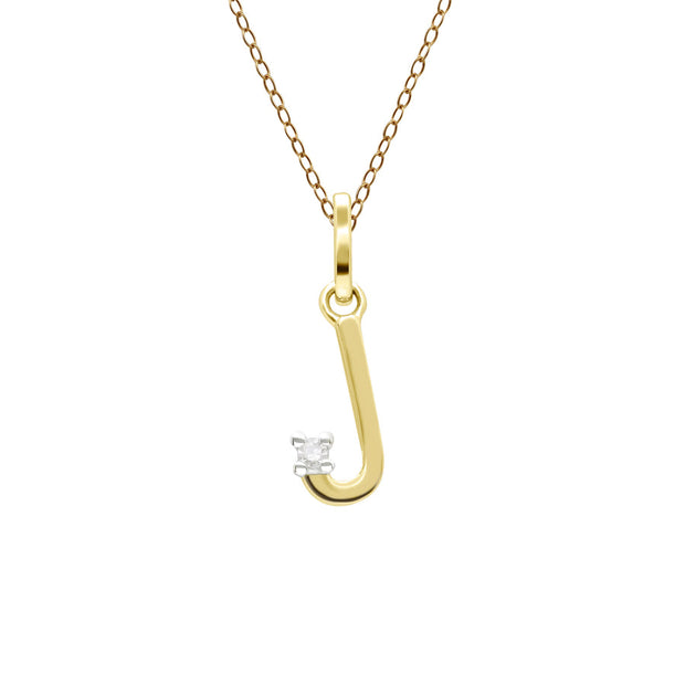 Initial Diamond Letter Necklace In 9ct Yellow Gold