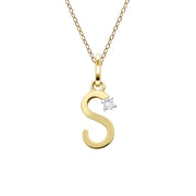 Initial Diamond Letter Necklace In 9ct Yellow Gold